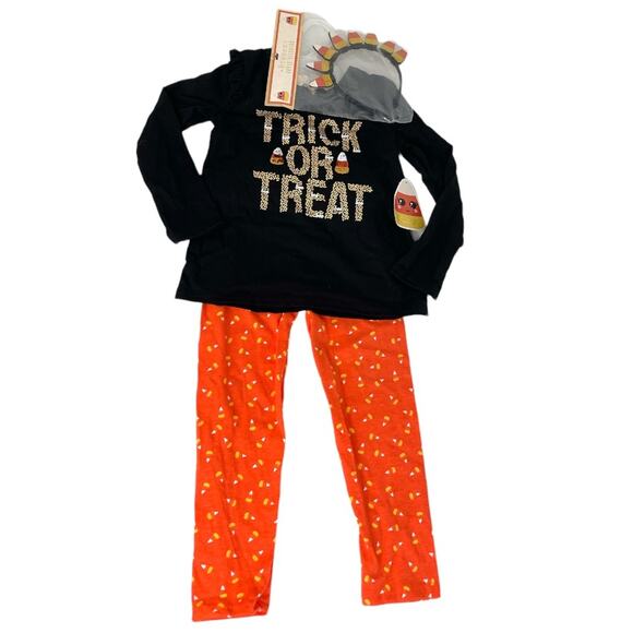 Btween Trick or Treat Outfit with Candy Corm Headband Black Orange Size Kids 5 - Picture 1 of 9